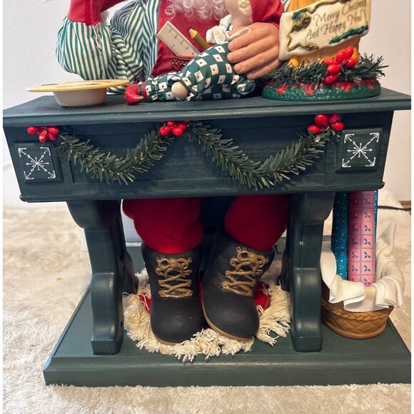 Vtg. 18" Santa Painting Toys at Desk Lighted Christmas Holiday Creations READ - Picture 9 of 15